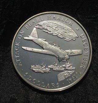 Liberia 5 Dollars Unc. ,  2000,  Pearl Harbor photo