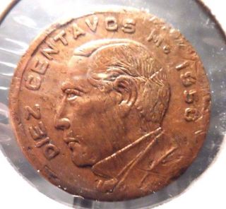 Circulated 1958 10 Centavos Mexican Coin (62815) photo