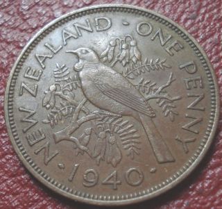 1940 Zealand Penny In Vf - Ef photo