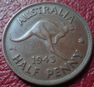 1943 (m) Australia Half Penny In Vf photo