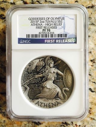 2015 P 2oz Goddesses Of Olympus High Relief - Athena Ngc Pf 70 First Releases photo