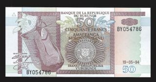 Burundi,  50 Francs,  1994,  Pic 36 Unc photo