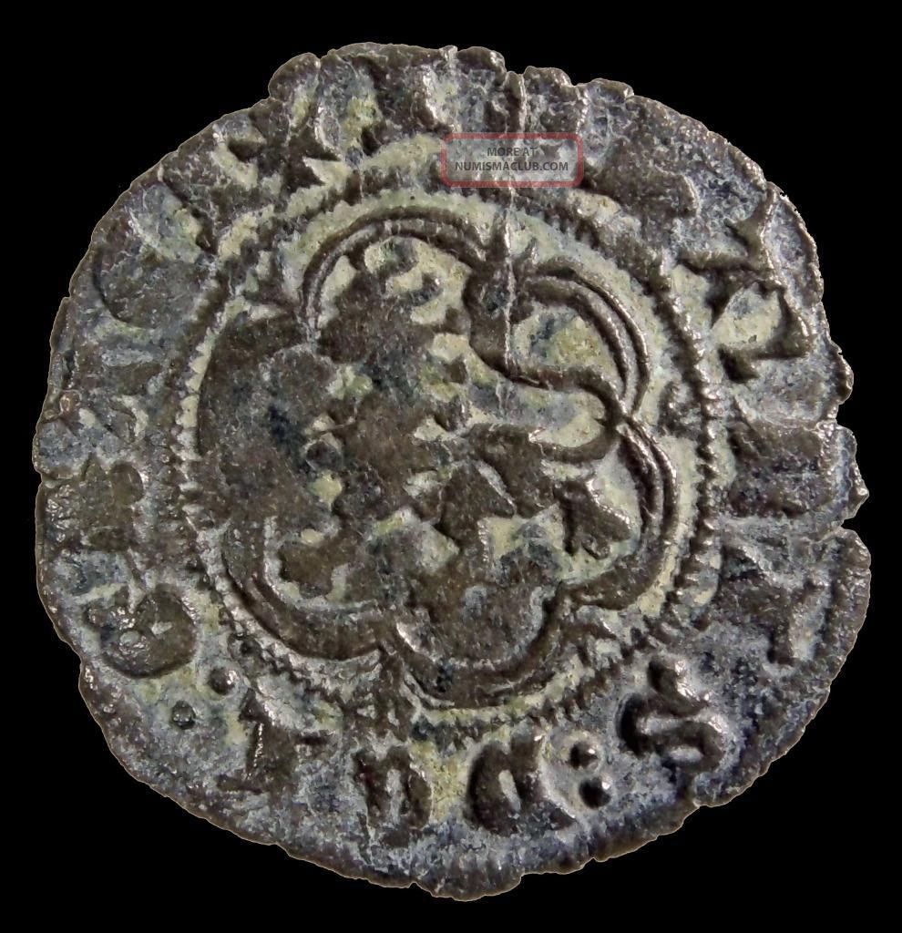 Hhc Spain,  Enrique Iii Billon Blanca,  1390 - 1406.  Castle / Lion Rampant 012 Coins: Medieval photo
