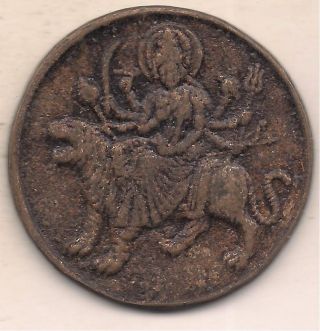 East India Co.  (maa Durga))  1 Anna) 1839 Big Copper Tokan photo