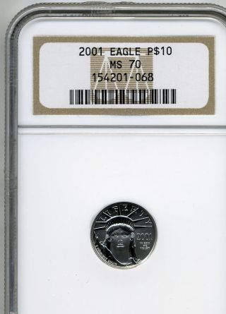 2001 Platinum Eagle $10.  Ngc Ms70 photo