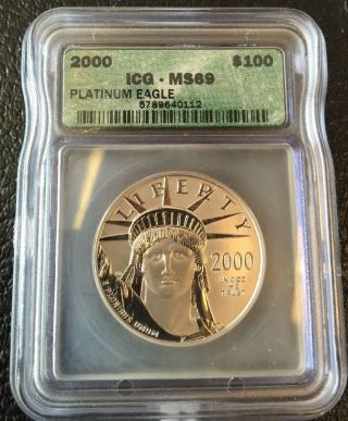 2000 Platinum Eagle Icg Ms69 $100.  9995 1 Oz Uncirculated Coin Nr photo