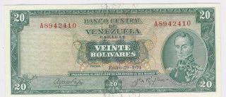 1974 Venezuela Banknote 20 Bolivares Crisp Uncirculated P46e Bdo photo