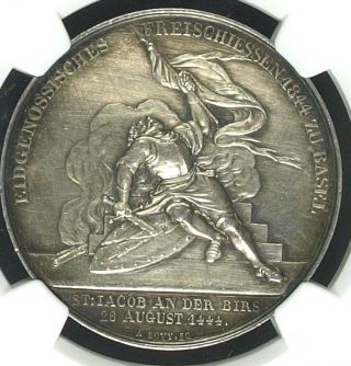 Swiss 1844 Silver Shooting Basel St Jacob Medal By A.  Bovy R - 87b Ngc photo