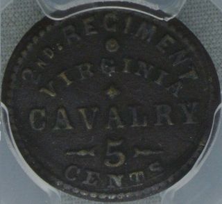 2nd Virginia Cavalry Regiment Civil War Sutler Token 5c - Pcgs Xf Details.  Nr photo