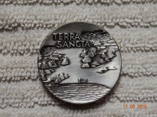 Judaica Israel Terra Sancta Holy Land Solid Silver Medal photo