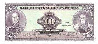 Error No Serials Venezuela Banknote 10 Bolivares 1990 Uncirculated photo