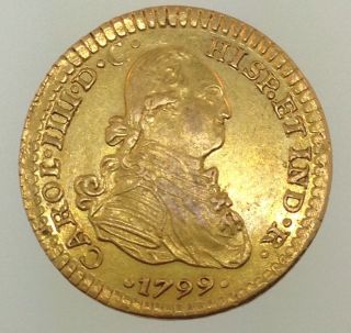 Mexico 1799 1 Escudo Gold Coin Xf/au Charles Iv photo
