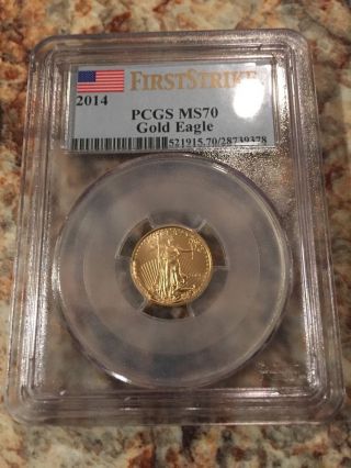 2014 First Strike $5 American Gold Eagle Pcgs Ms70 photo