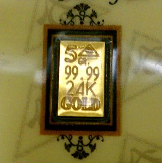 Acb Gold 5grain 24k Solid Gold Bullion Minted Bar 99.  99 Fine With Certificate. photo