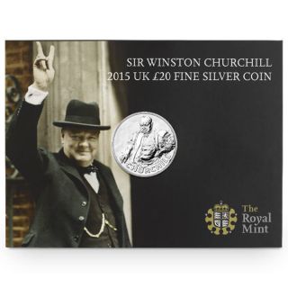 2015 Uk 20 Silver Pound £ Winston Churchill In Folder 1965 Gb photo