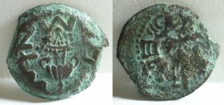 Rare Ancient Jewish Judaea First Revolt 66 - 70 Ac 3th Year Prutah Ae Coin photo