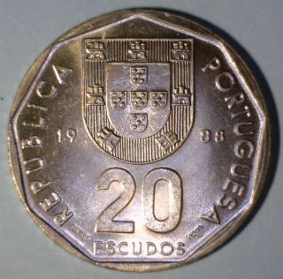 Portugal 20 Escudos 1988 Brilliant Uncirculated Coin photo