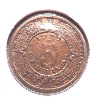 Circulated 1937 5 Centavos Mexican Coin (62815) photo