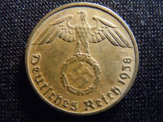 1938 - A - German - - 5 - - Reichspfennig - Germany - Nazi Coin - Swastika - World - Ab - 3548 - Cent photo
