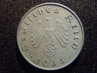 1944 - A - German - Ww2 - 10 - Reichspfennig - Germany - Nazi Coin - Swastika - World - Ab - 6101 - Cent photo