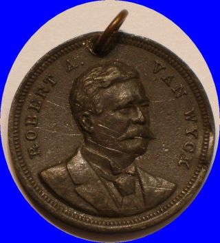Robert A Van Wyck Inauguration Souvenir Medal 1898 Greater York Looped Holed photo