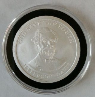 Confederate Flag 1 Oz Silver Coin Jefferson Davis Dixie Aocs.  999 Rare Rebel photo