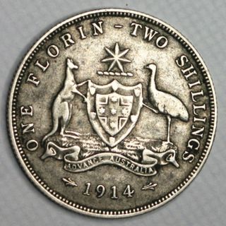 Australia 1914 Silver One Florin photo