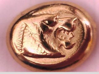 Greece Greek Lydia Miletos King Kroisos 24k Gold Plated Coin Gift,  Lion Present photo