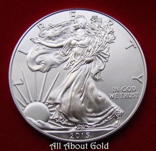 2015 Silver Dollar Coin 1 Troy Oz American Eagle St.  Gaudens Walking Liberty Bu photo