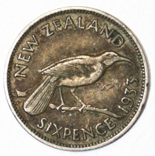 Zealand 1933 Silver Sixpence photo