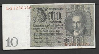 Germany - 10 Reichsbanknote 1929 Banknote Circulated Very Fine photo
