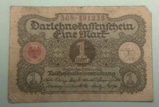Germany 1 Mark March 1920 Reichsbanknote photo