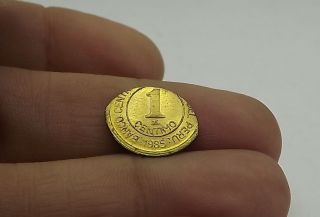 Peru 1 Cent Centavos Of Inti 1985 Coin World Error Miguel Grau Unc N - 8 photo