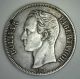 1936 Silver Venezuela 5 Bolivar Five Dollar Coin Vf 2 South America photo 1