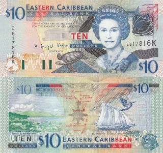 East Caribbean (st.  Kitts) 10 Dollars - Brown Pelican/ P43k photo