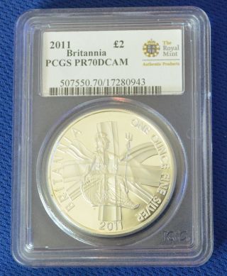 2011 Royal Britannia £2 Two Pound Pcgs Pr70 Dcam.  Pop Only 97 photo
