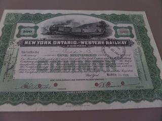 1939 York,  Ontario And Western Railway Stock Certificate photo