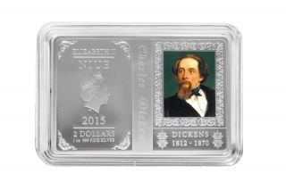 Niue 2015 $2 Charles Dickens 1812 - 1870 1 Oz Silver Proof Coin photo