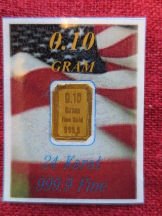 1/10 Gram 999 Fine 24k Solid Solid Gold Bullion Bar 999 photo