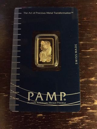 5 Gram Gold Bar - Pamp Suisse Lady Fortuna (in Assay) photo