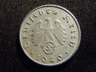 1940 - A - German - Ww2 - 5 - Reichspfennig - Germany - Nazi Coin - Swastika - World - Ab - 6314 - Cent photo