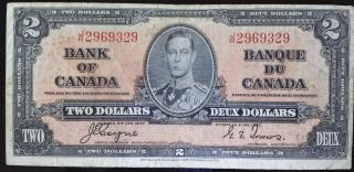 Canada 1937 Bank Of Canada $2.  No Tax. photo