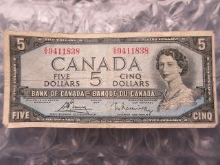 Old 1954 Canada 5 Five Dollar Bill Replacement Note Sx 9411838 photo