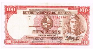 L.  1939 (1967) Uruguay 100 Pesos Note - P43b photo