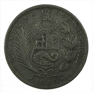 Peru 1/2 Sol,  1927 Silver Coin photo