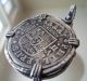 Silver Spanish Treasure Two Real Cob Coin Pendant 1721 (not Atocha) Europe photo 8