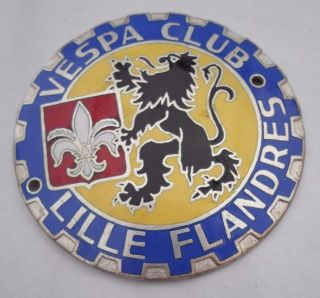 Rare Lille Flandres Vespa Club Scooter Radiator Badge / Medal photo