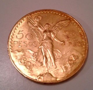 Mexico 1924 50 Pesos Gold Coin (au/bu) photo