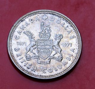 Toned Proof Bc 1871 - 1971 100th Canada Silver Dollar Coin Uncirculated 23.  33 G 2 photo