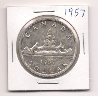1957 Canadian Silver Dollar Beauty Unc Coin Bv $125,  Nr photo